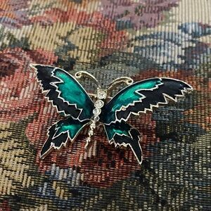 Green and Black Butterfly Brooch